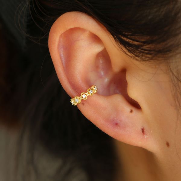

earring cuff no piercing design gold color 925 sterling silver romantic lace flower france selling girl female earrings gift