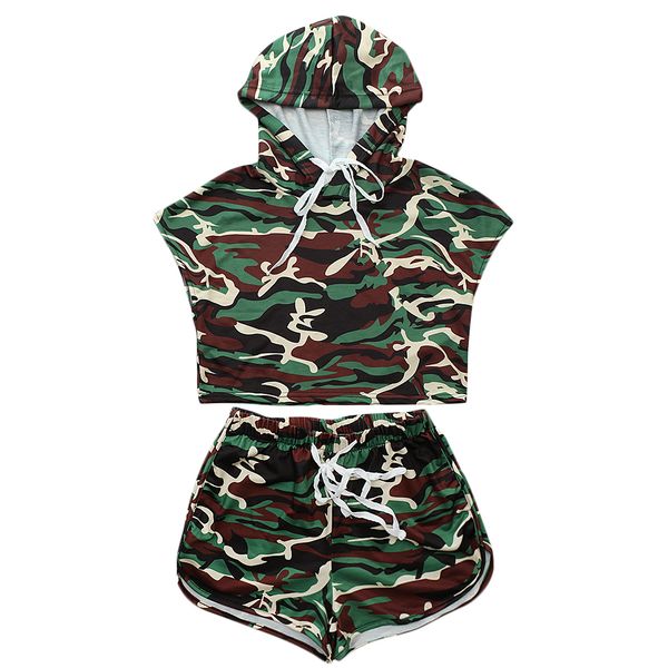 

women army green camouflage batwing sleeve jumpsuits rompers two-piece outfit, White;black