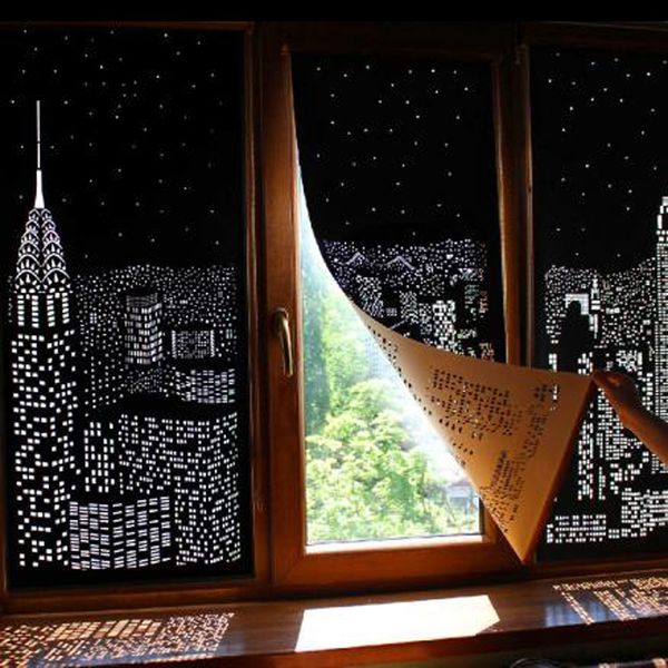 

ђникалнй полиеѬ занаве incredible леганнй нежне city night view designs blackout hole оѬ 