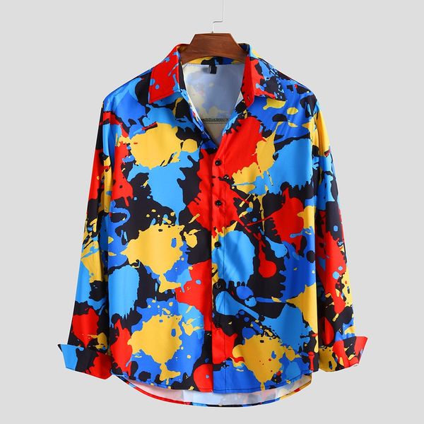 

men ethnic style hawaiian slim long sleeve dress shirt blouse w819, White;black