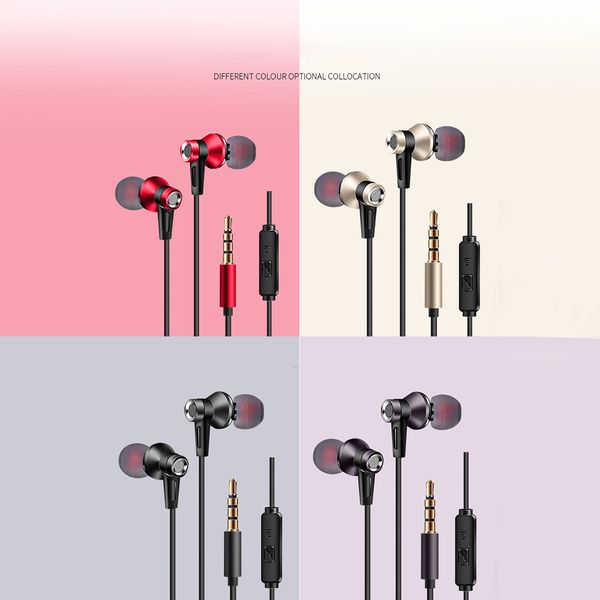 

wired in ear earbuds metal earphones with mic volume control noise cancelling routine office work mobile phone portable y10