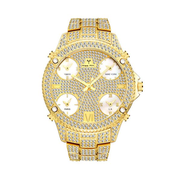 

newly released 2020 new design men's gold watch inlaid with diamond business watch super large dial men's, Slivery;brown