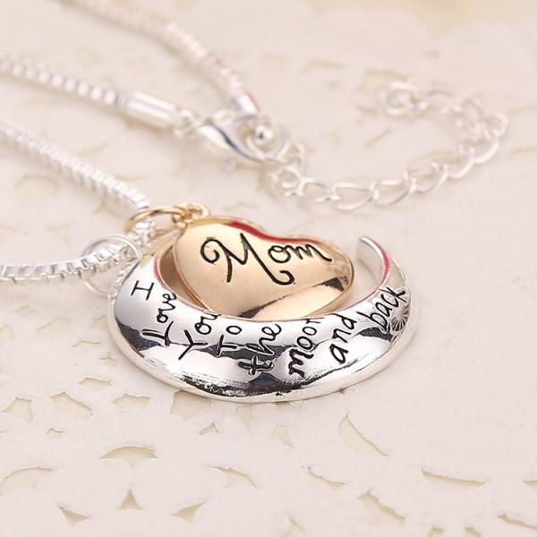 

mothers necklace with heart pendant necklace for women mothers' gifts, Silver