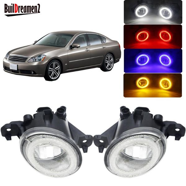 

2 pieces car led fog light 4000lm angel eye drl daytime running light front bumper fog lamp 12v for fuga y50 2004-2009
