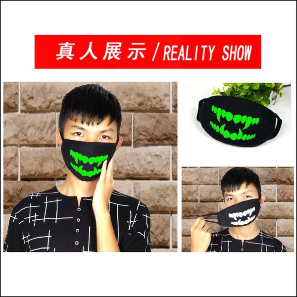 

персонализированные зубы синие флуоресцентные светящиеся маски прилив черепа головы мужчин и женщин творческой дышащая черный хлопок пара