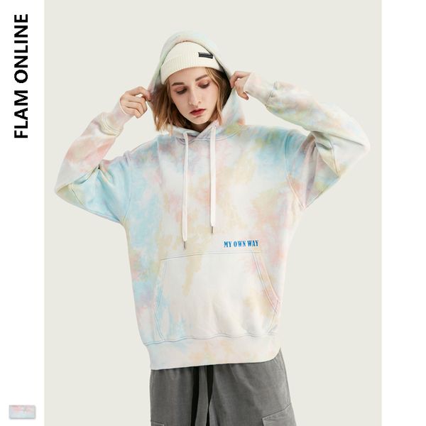 

2019 aw tie dye men hoodies high street hip hop men oversize tie dye hoodies street style hip hop loose fit white male, Black