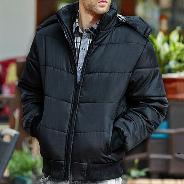

men's coats and jackets winter men's black puffer jacket warm overcoat outwear padded hooded down winter coat windbreaker #fu
