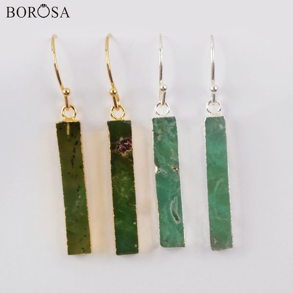 

borosa natural stone earring, 5pairs gold/silver plating rectangle australian jades chrysoprases drop earring jewelry g1922