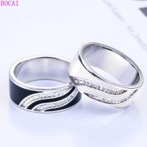 

thai silver creative black drop glue inlaid zircon enamel ring 925 sterling silver ring 2020 new fashion female jewelry, Golden;silver