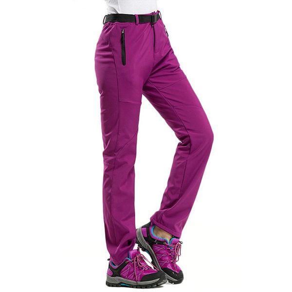 

outdoor women men thick warm fleece softshell pants fishing camping hiking skiing trousers waterproof windproof, Black;green