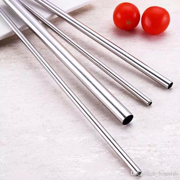 

50pcs stainless steel 8.5" 10.5" straight bend drinking straw dia 6mm 8mm 12mm straws metal bar family kitchen