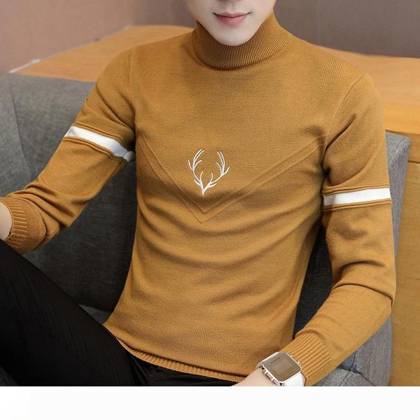 

pullover men 2018 new casual sweater with deer printed comfortable mens christmas sweaters turtleneck slim fit pull homme my614, White;black