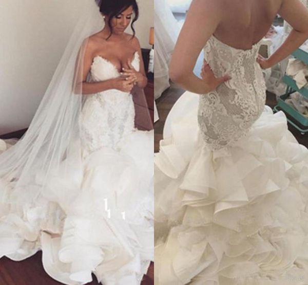 

new arrival organza mermaid backless wedding dress sweetheart sleeveless garden bridal gown plus size custom made, White