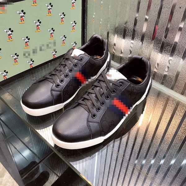 

2019 new men's wear leather tie sports casual shoes fashion leathe the white model casual shoes ing, Black