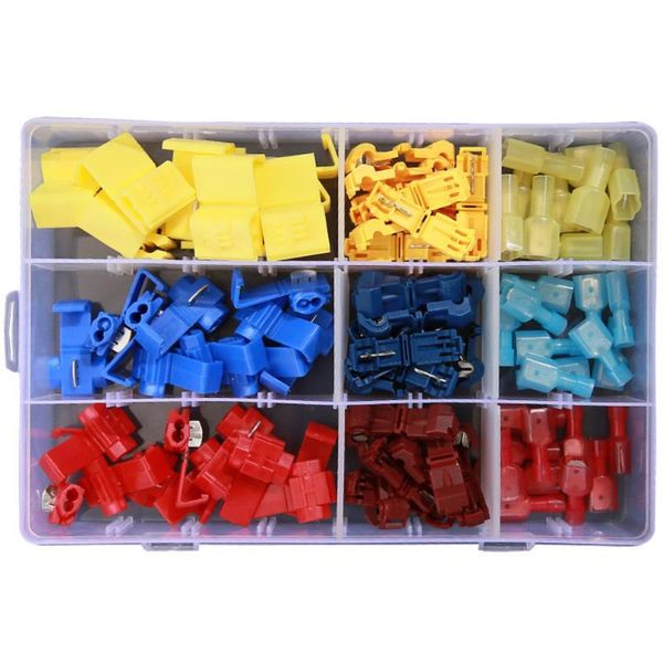 

60pcs t type crimp terminal kits wire connectors terminals lock quick splice wiring clip electrical wire terminal block kit