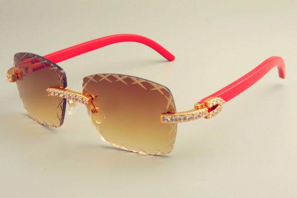 

leg engraved x-shaped lens fashion sunglasses sunglasses large diamond temple sunshade pure natural wooden red t8300177-c decorativ minx, Slivery;brown