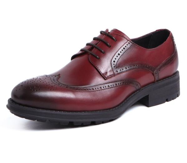 

brown green white men shoes work wear style round toe soft-sole cowhide wedding fashion oxfords homme with box, Black