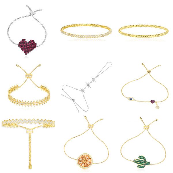 

fahmi 100% 925 sterling silver yellow silver lucky eye diamonds arc-en-ciel orange cactus red small square heart bracelet z-bracelet