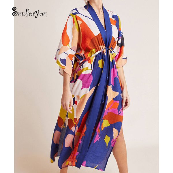 

robe plage 2019 cotton swim suit cover up plus size print beach coverups for women sarong beach wrap bathing suit cover ups, Blue;gray