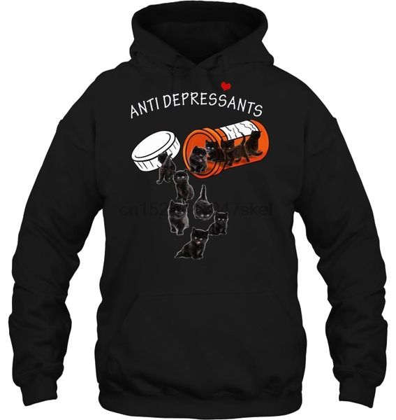 

men hoodie anti depressants-black cat version women streetwear