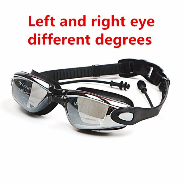 

swim silicone left and right eye different degrees eyewear glasses mask prescription optical myopia swimming goggles