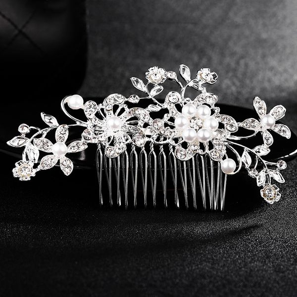 

bridal hair ornaments flower head jewelry headband women hair combs wedding accessories tiara pearl rhinestone fs6