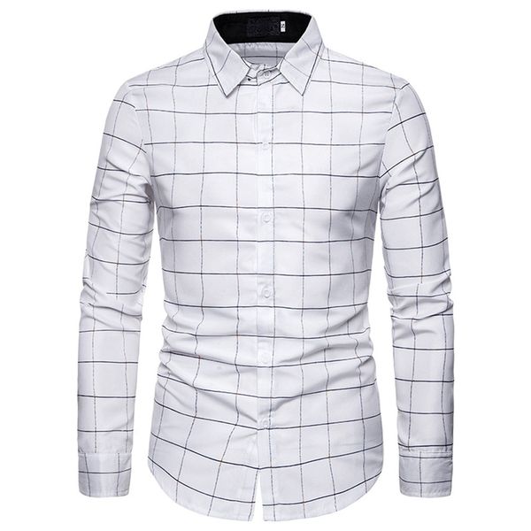 

white shirt men office business fashion plaid shirts casual long sleeve spring 2020 graphics oversize male clothes work, White;black