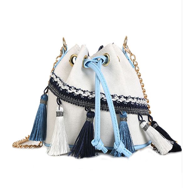 

этнические женщины кисточкой ведро сумка женская мода длинная цепь crossbody сумка маленькая сумка женский старинные сумки на ремне горячие