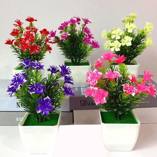 

simulation potted fake flower potted small cherry blossom bonsai set simulation green plant mini ornament green plant