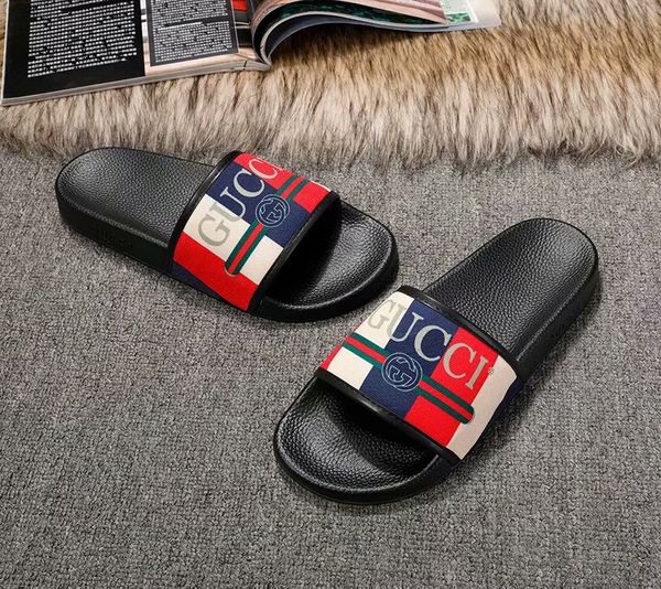 2020 Hot Branded Women Leather Colorful Stripe Rubber Slide Sandal Fashion Men Leather Rubber Sole Beach Slipper 36 45 Shoe Sale Shoes Uk From