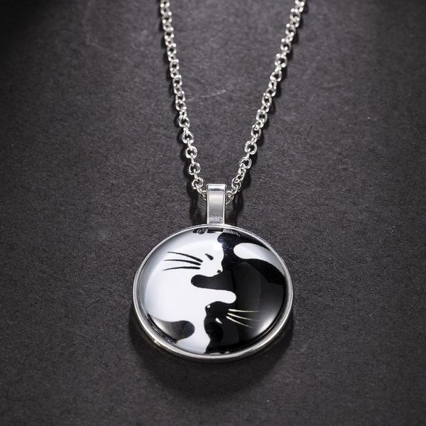 Nuova collana di dichiarazione animale per donna Moda donna uomo Yin Yang gatto ciondolo girocollo collane gioielli regalo con catena a maglie