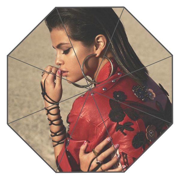 

хороший пользовательский selena gomez солнечный и дождливый дизайн зонтика портативный модный стильный полезный зонтик подарок для вас