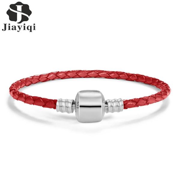 

jiayiqi genuine leather bracelet for women silver-plated clasp simple multi color bangle rope wristband female jewelry 17/19cm, Black