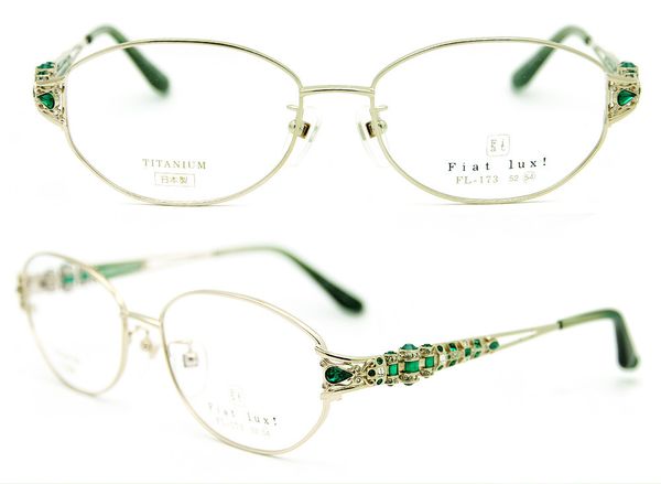 

autho original brand "fiat lux" with zircon decoration full titanium glasses diamond women eyeglass luxury, Black