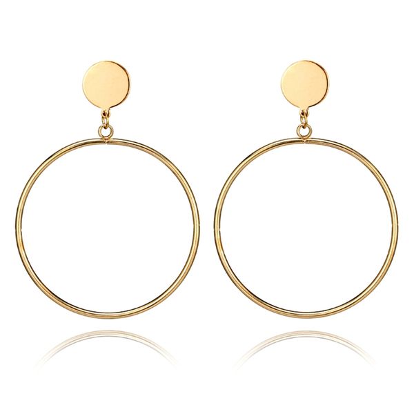 

new alloy round big large hoop earring gold sliver color earrings for women statement jewelry gifts, Golden;silver