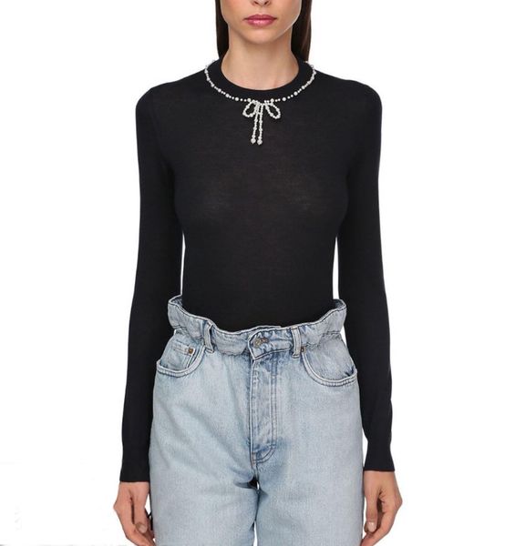 

1 21 2020 весна бесплатная доставка круглый вырез с длинным рукавом бусины бренд же стиль свитер пуловер яши, White;black