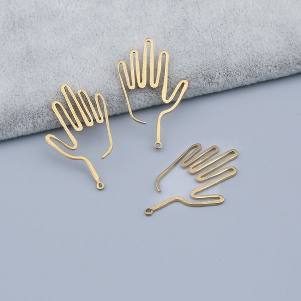 

10pcs/lot raw brass personality hollow out filigree hand gesture charm pendants for women fashion personality earring findings, Silver