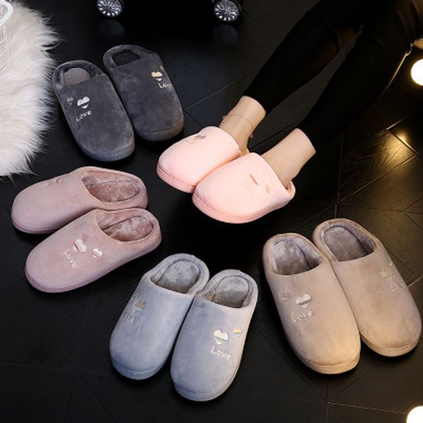 

men and womens designer flip flop home cotton slippers indoor non-slip warm plush cotton drag men and women couple cotton slippers 2019 new, Black
