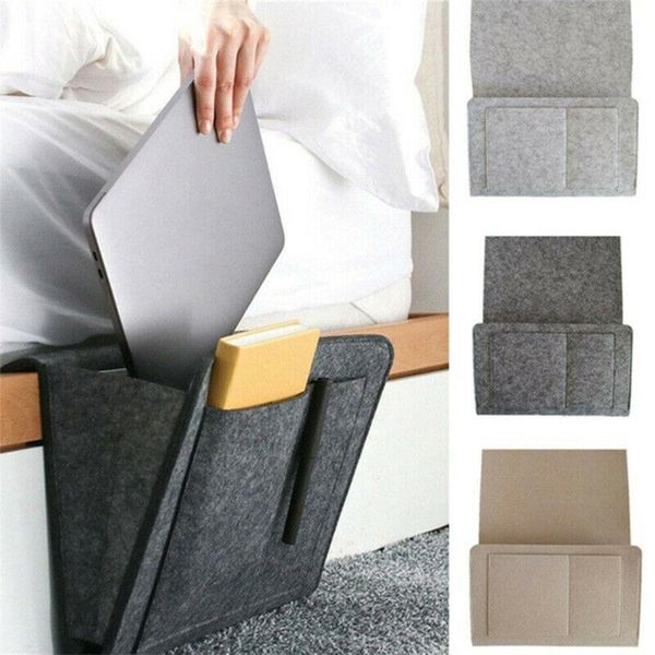 

creative felt bedside hanging storage organizer student dormitory bedside rack multifunctional computer pockets book holder