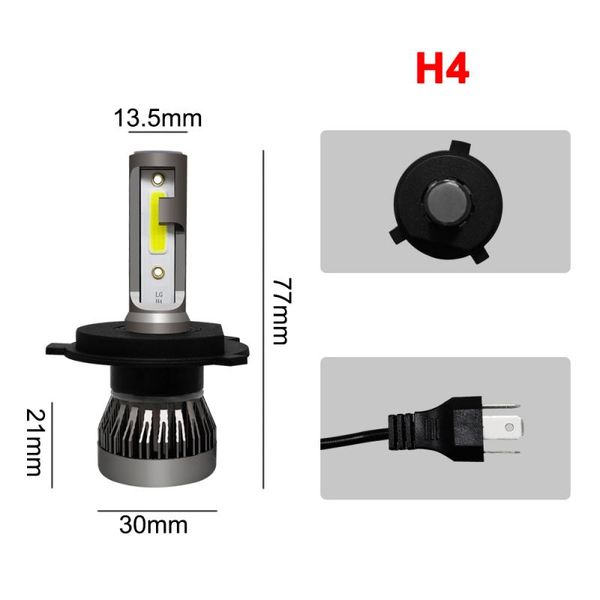 

h4 mini 1 auto headlight lamp 9005 9006 h1 h4 h7 h11 imported cob chip 90w 6000k 12000lm white high power car led light 12v