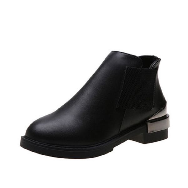 

2019 autumn new ladies short boots fashion wild comfortable side zipper round head thick heel women boots korean version, Black