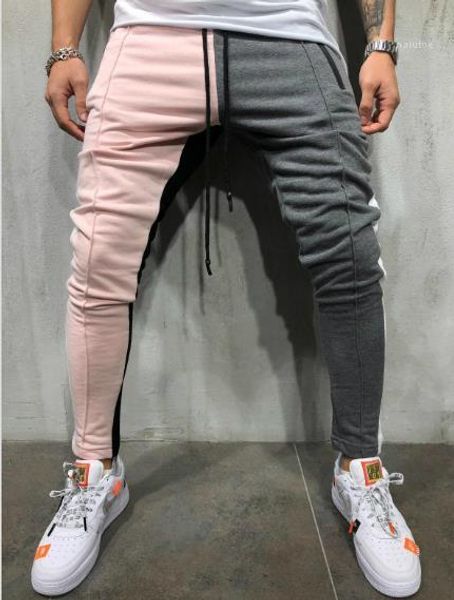

style slim fit pants casual contrast colors pencil pants men clothing men designer patchwork pants fashion hiphop, Black