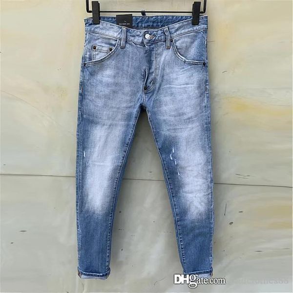 

горячей 2020 нового мотоцикла прибытия высокого качества brand дизайнерских мужчины denim вышивка брюки мода дырка брюки италия дизайнерские, Blue