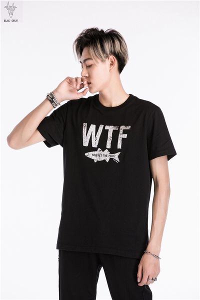 

high street мужская летняя футболка wtf print мужская короткая футболка повседневная с коротким рукавом топ, White;black