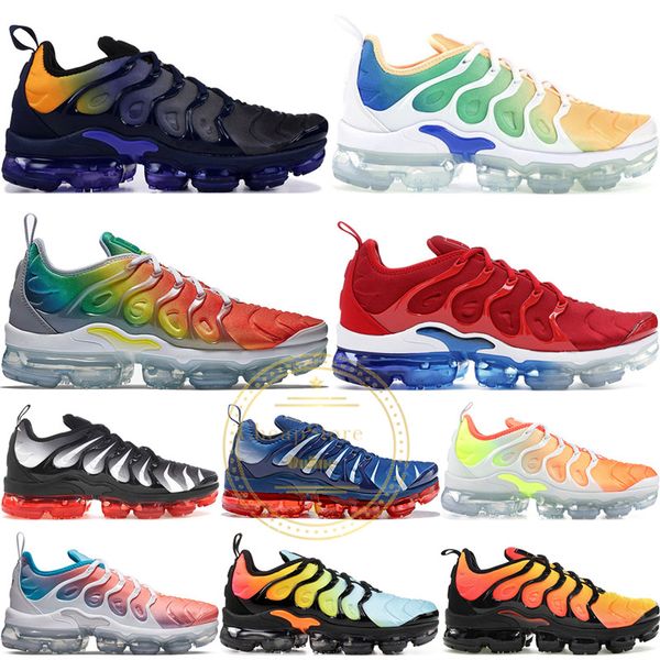 

TN Plus Men Running Shoes Triple Black White Red Sunset Photo Blue Bumblebee USA Game Royal Designer Shoes Sport Sneakers Trainers 36-45