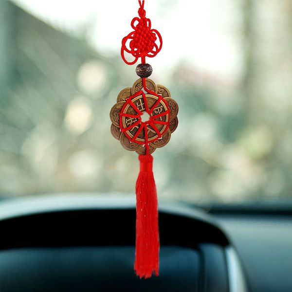 

feng shui fortune coin tassel red hanging peace chinese knot car home decoration