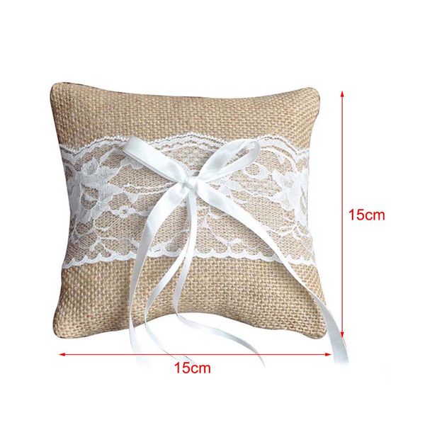 

wedding ring pillow cushion vintage burlap lace decoration for bridal party ceremony pocket h99f
