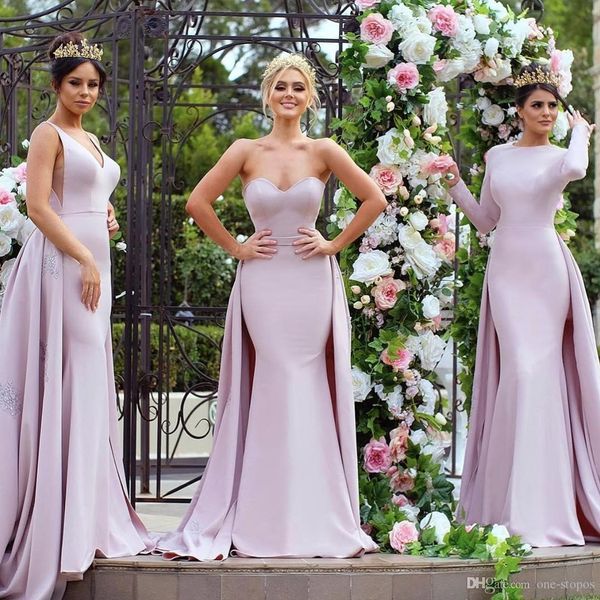 

2019 new arrival pink sweetheart mermaid bridesmaid dresses backless maid of honor dress wedding party gowns formal dress robes de fête, White;pink