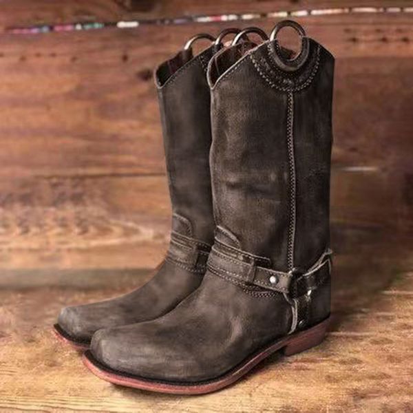 

women's boots women classic low-heele square head embroidered western rodeo cowboy boots fashion ladies shoes 2019new, Black