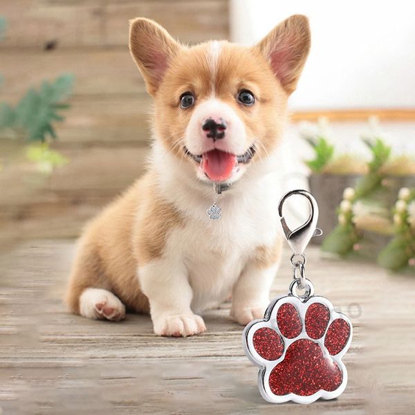 Bonito Cão Paw em forma de Pet Tag Nome marca chave de identificação chave de identificação chaveiro metal cachorro cachorro cachorro gato pingente titular chave atacado 6 cores DBC BH2854